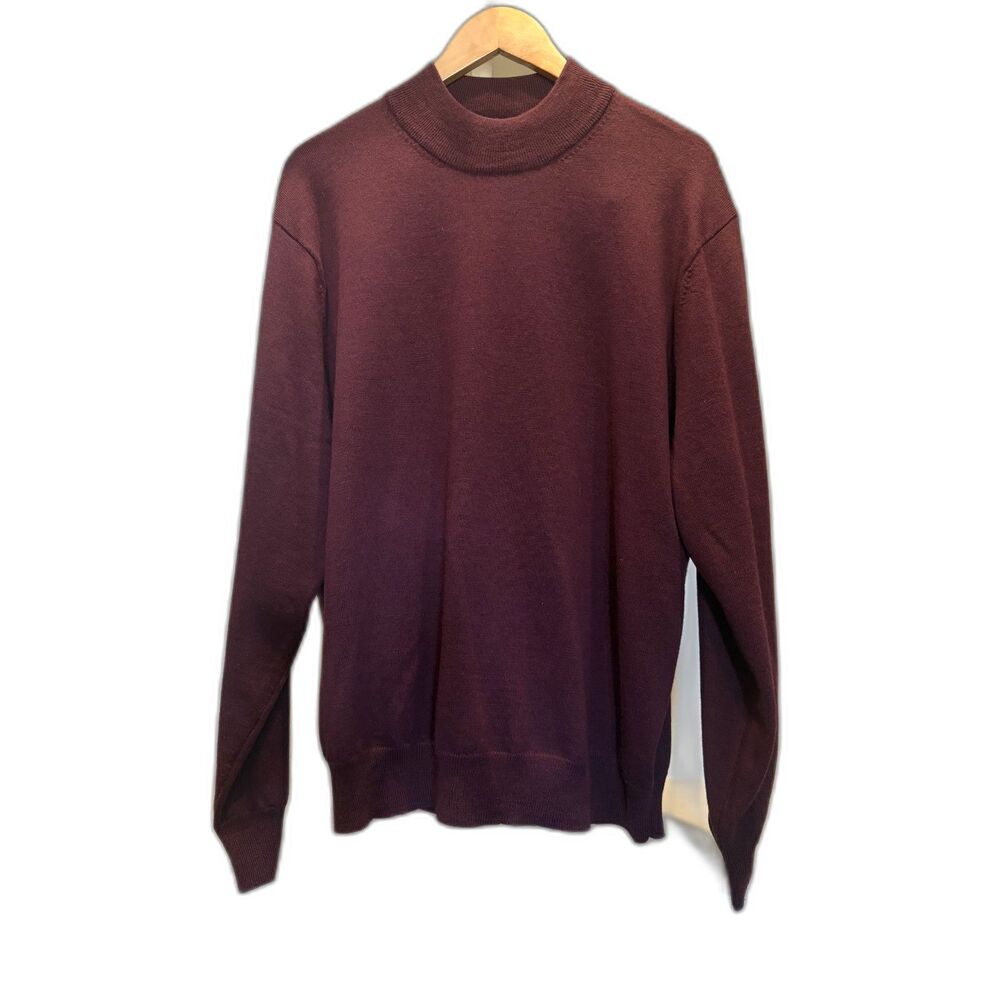 100% Merino Wool Mens Sweater Club Room XL Bergundy/Maroon